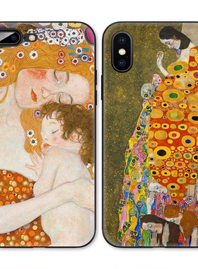 北欧风克林姆特母与子油画适用iPhone XS Max苹果17/16软壳15防摔14pro手机壳678plus