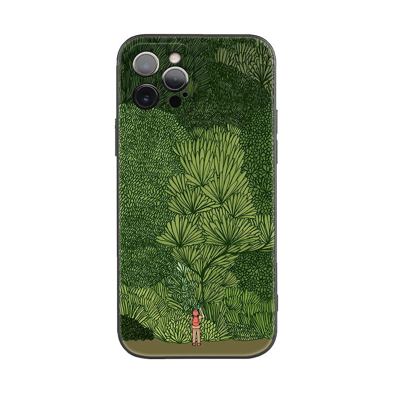 ins风插画绿色森林苹果iPhone16