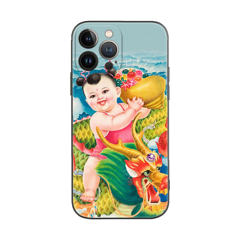 中国龙福娃喜庆好运发财适用iPhone17Promax复古国风16pro防摔15plus/14苹果13mini手机壳12/11