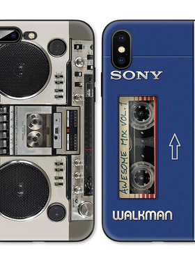创意潮怀旧复古磁带机图案适用iPhone XS Max苹果17防摔16软壳15pro/14手机壳678plus