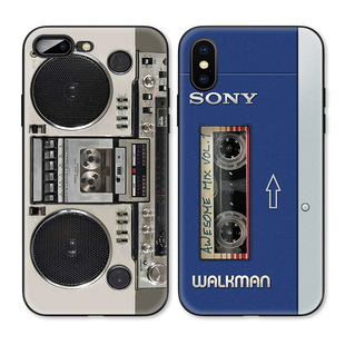 创意潮怀旧复古磁带机图案适用iPhoneXsMax苹果17防摔16软壳15pro 14手机壳678plus