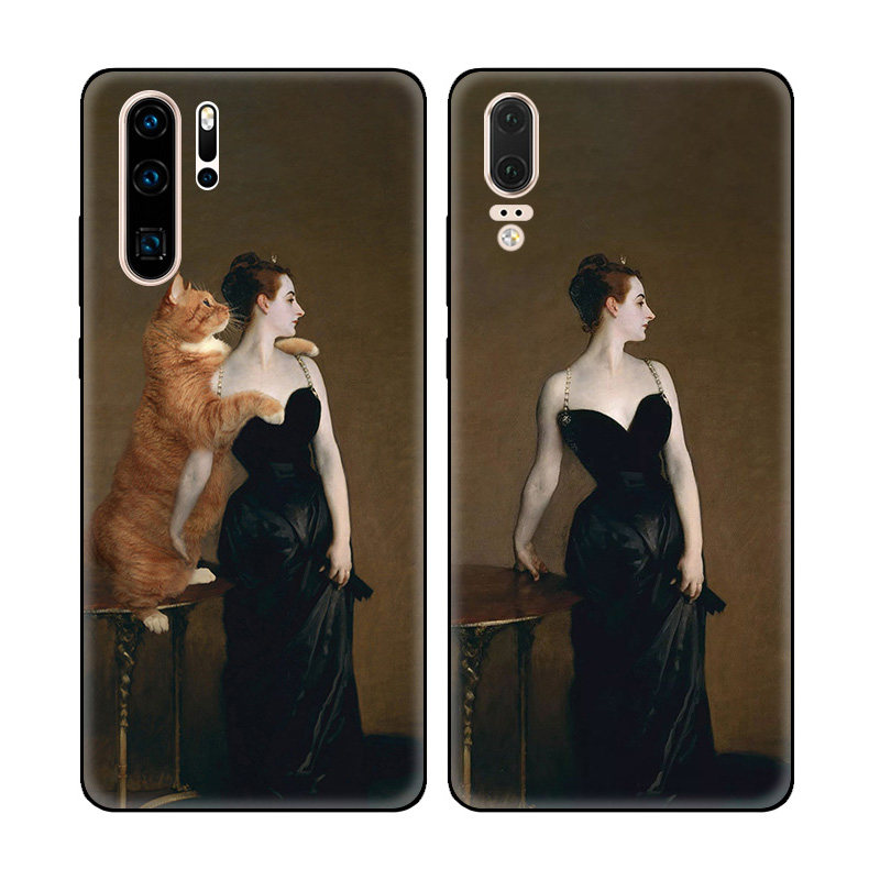 艺术印象派油画橘猫贵夫人适用华为P30 Pro手机壳P20软壳P10/P9