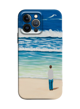 独自看海简约文艺蓝色适用iPhone17Promax防摔16pro软壳15/14plus苹果13mini手机壳12/11