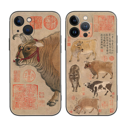 中国风故宫国画五牛图牛年适用iPhone17Promax防摔16pro软壳15/14plus苹果13mini手机壳12/11 - 封面