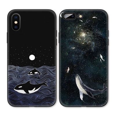 星空文艺鲸鱼海豚冷淡风适用iPhoneXS Max手机壳X苹果XR/8p/7/6
