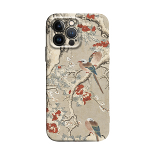 中国风故宫国画瑞雪仙禽花鸟画适用iPhone17Promax防摔16pro软壳15/14plus苹果13mini手机壳12/11