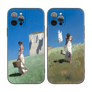 苏格兰风情清纯金发少女晾衣适用iPhone XS Max苹果17/16Promax软壳15/14pro手机壳678plus