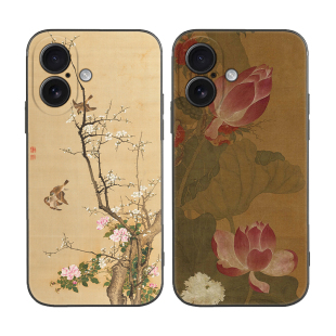 清 沈铨花鸟画中国风故宫国画适用iPhone XS Max苹果17防摔16Promax软壳15/14pro手机壳678plus
