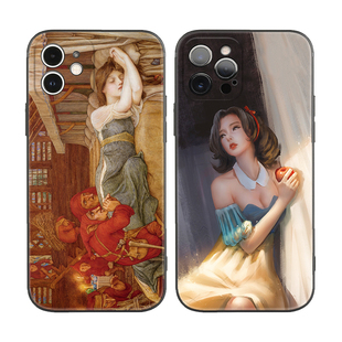 个性插画白雪公主和小矮人适用iPhone15promax软壳14plus苹果13mini手机壳12/11