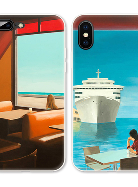 ins风夏日看海少女个性女生适用iPhone XS Max手机壳X苹果XR/678p