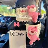 车载纸巾盒可爱草莓熊高级感遮阳板挂式 汽车扶手箱抽纸袋2026新款