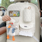 汽车座椅后背收纳袋可爱鸭车载置物挂袋车内多功能纸巾盒垃圾桶