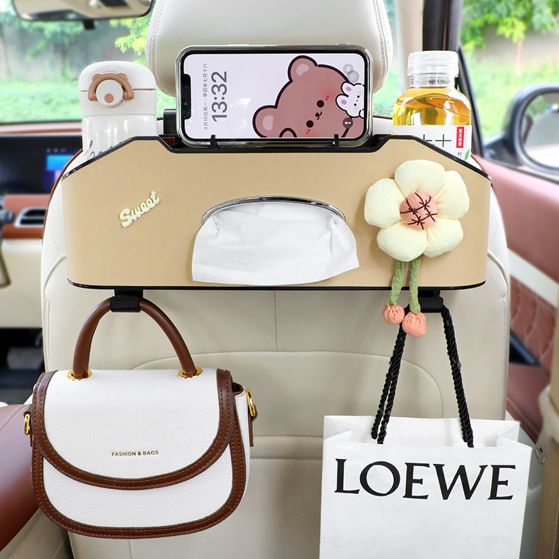 汽车椅背置物架多功能纸巾盒挂钩