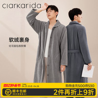 clarkarida卡恩睡袍男冬季珊瑚绒睡衣2024新款加绒加厚长款家居服