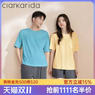夏季 clarkarida卡恩情侣款 短裤 短袖 宽松家居服 睡衣男女士纯棉薄款