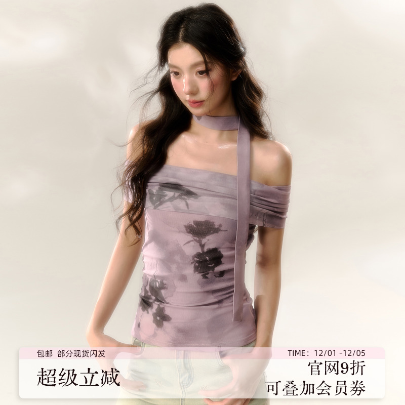 SunsetPark蝴蝶静默时网纱T