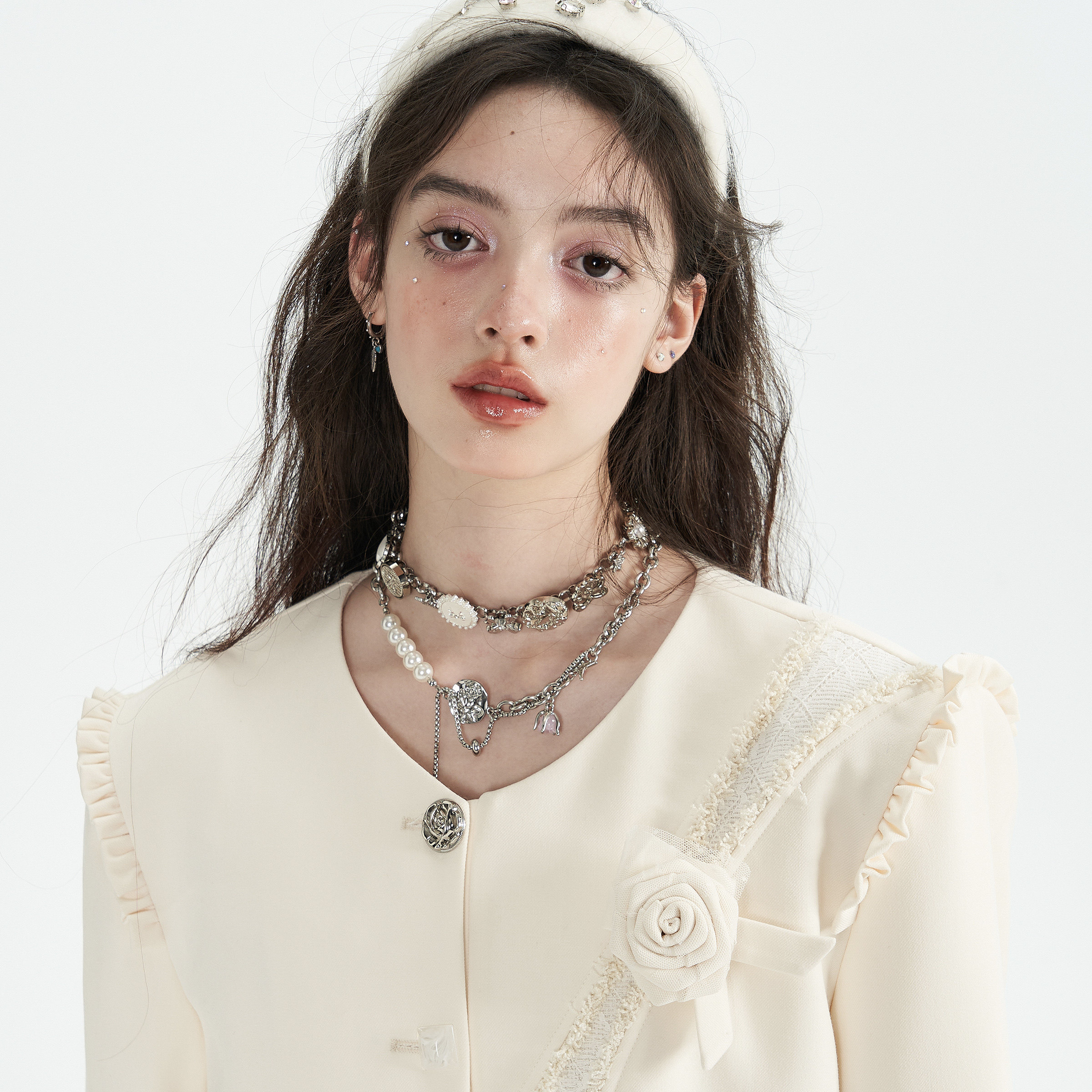 SUNSETPARK 선셋파크 MOONLIGHT PINK ROSE 오리지널 진주 장미 조합 디자인 목걸이