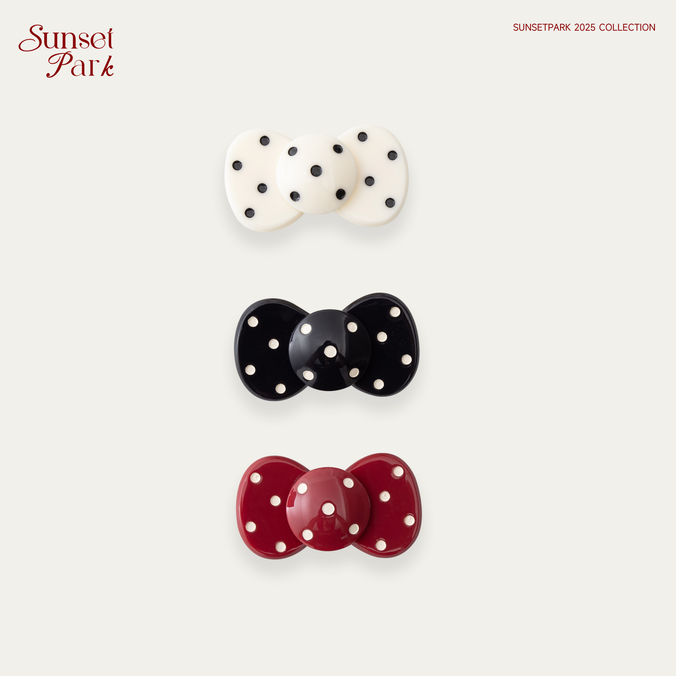 SunsetPark GIFT/日落公园 复古少女波点可爱蝴蝶结发夹刘海夹女