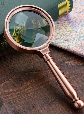 手持式放大镜全金属10倍高清光学老人儿童阅读便携礼盒扩大镜