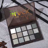 ucanbe烟熏妆暗夜骑士眼影盘暗黑色系灰色白色银色水泥盘欧美妆容