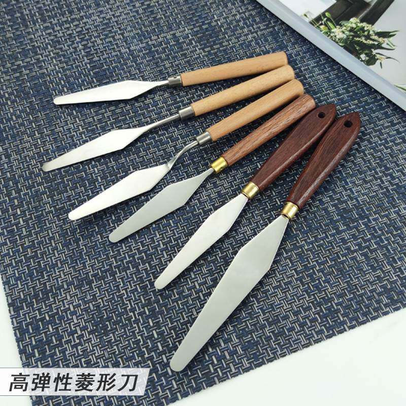 高弹性不锈钢菱形调油刀4 寸韧性调墨调漆锡膏大号调色棱形软刮刀