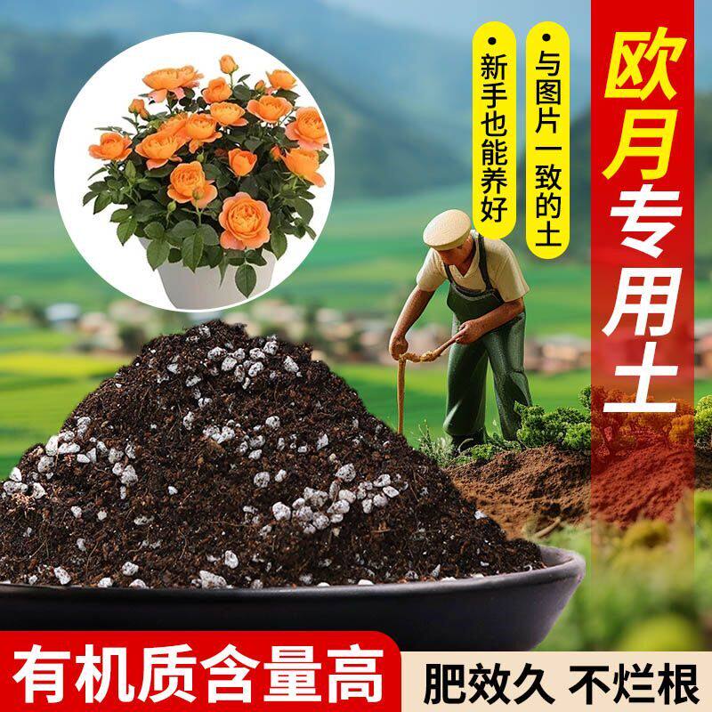 欧月营养土专用土疏松透气含泥炭肥料通用有机种植土适用土轻质
