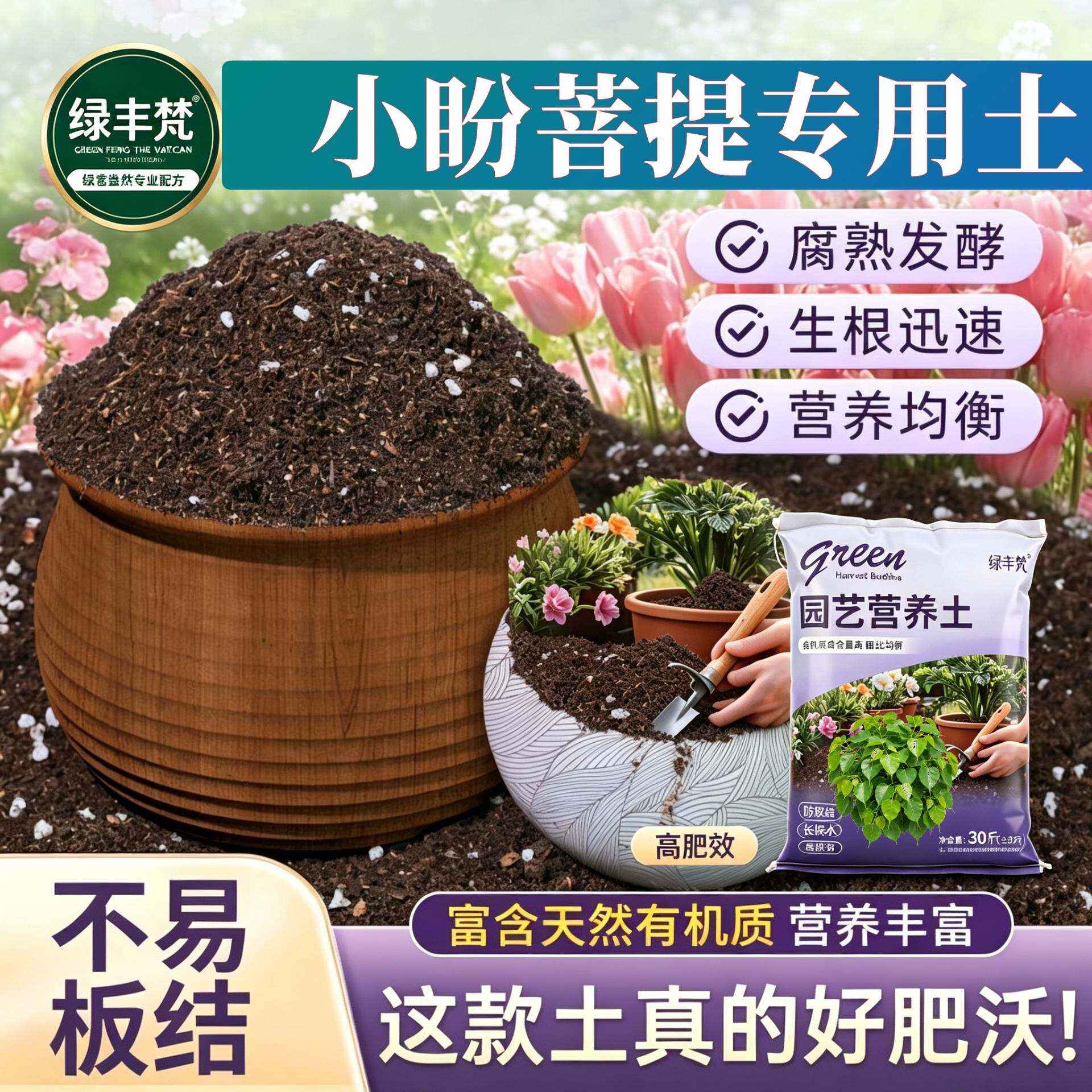 小盼菩提专用基质不板结保水保肥扦插加深生根粉有机壮根观叶育苗