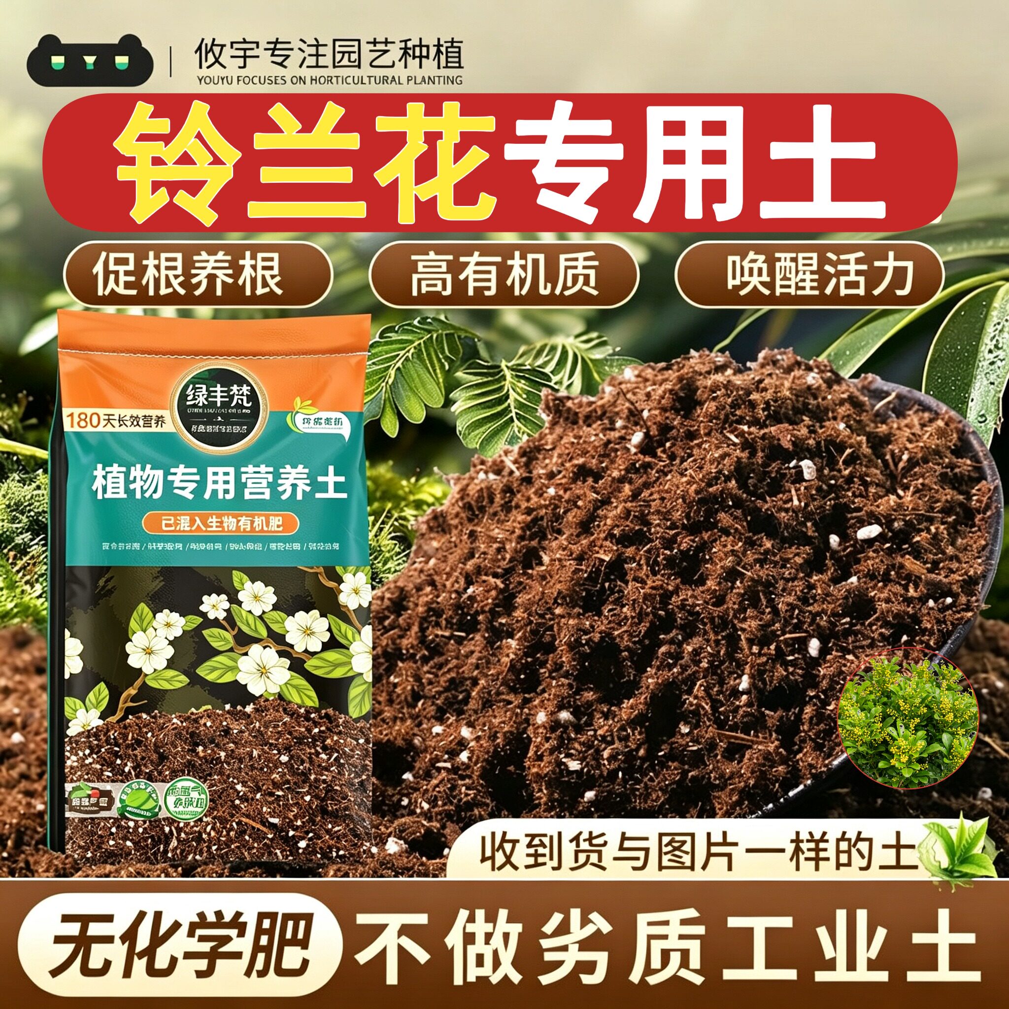 铃兰花适用轻质有机土天然原料屋顶营养土有机提升排水大包装观叶