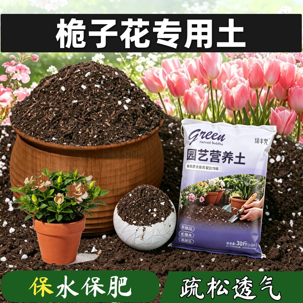 桅子花适用盆景土加珍珠岩保水保肥扦插加有机肥天然防黄叶多肉