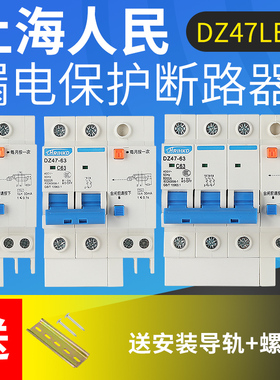 上海人民漏电保护断路器开关DZ47LE63A过载短路带空气开关2P家用