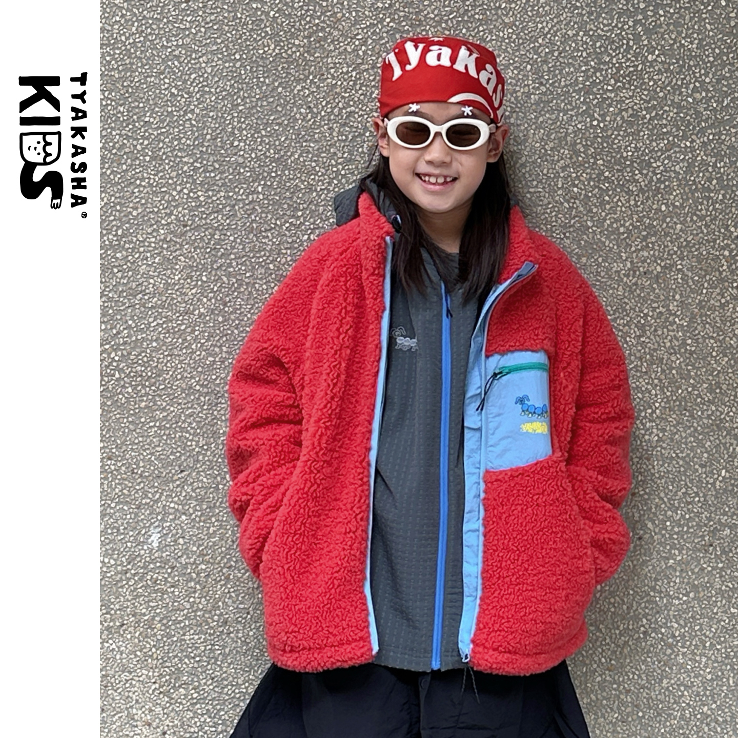 TYAKASHAKIDS塔卡沙童装外套2025秋冬男女童红色拉链外套立领外套