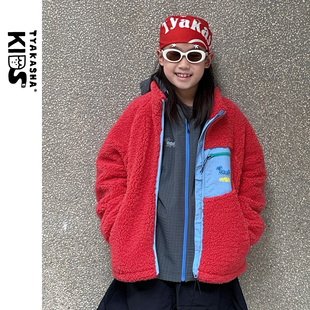 TYAKASHAKIDS塔卡沙童装外套2025秋冬男女童红色拉链外套立领外套