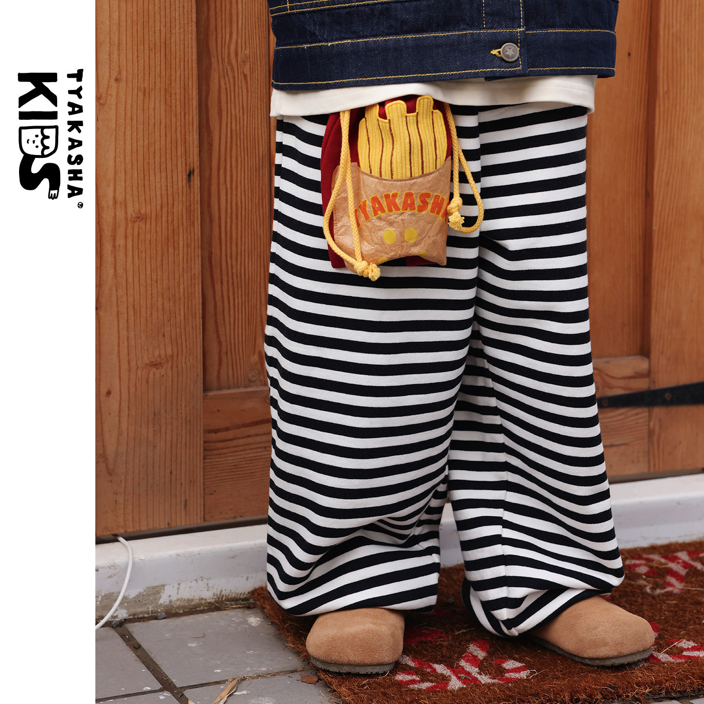 TYAKASHAKIDS塔卡沙童装裤子2026春季男女童休闲长裤黑白条纹裤子