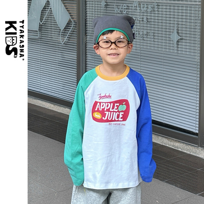 TYAKASHAKIDS塔卡沙童装上衣拼色休闲T恤圆领长袖T恤