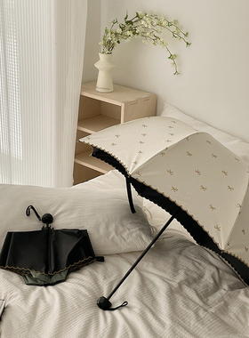 帽子一样的伞！深拱形阿波罗晴雨两用雨伞刺绣防晒防紫外线太阳伞