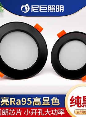 超亮黑色LED筒灯嵌入式7.5开孔8-9cm10公分12W小尺寸大瓦数天花灯