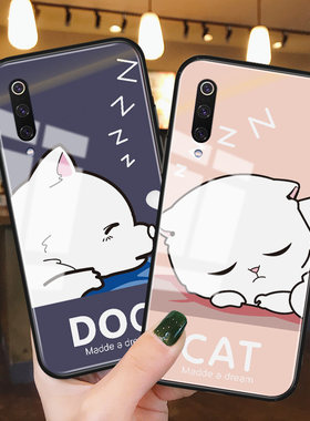 趴睡猫狗小米10手机壳女玻璃10pro情侣简约9se九尊享版9pro硅胶创意9可爱适用mix2防摔全包边mix2s保护套mix3