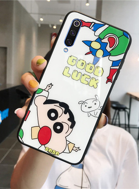 ins漫画蜡笔小新红米K20Pro手机壳女全包边防摔6a/7/7a适用玻璃6 pro卡通搞怪note5/7保护套5plus情侣男款K20