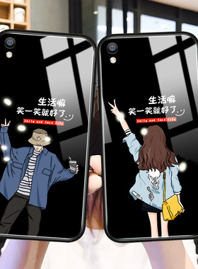 生活嘛oppor9手机壳玻璃r9plus情侣男女新款r9splus适用r7s卡通超薄a11x创意个性a5网红风a3防摔全包边保护套
