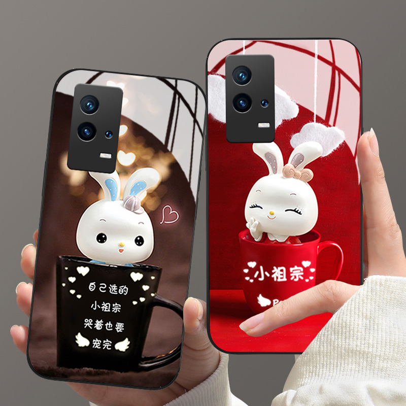 小祖宗兔玻璃硅胶可爱情侣手机壳