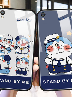 叮当猫oppor9手机壳可爱r9splus潮牌玻璃r7s硅胶卡通oppoa9x防摔适用a7x网红风a3s动漫女生a5s趣味保护套plus