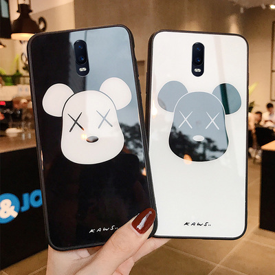 创意简约暴力熊oppoA57手机壳卡通A59可爱情侣适用网红A79/A77/A73个性创意玻璃男女款A39/A37抖音保护套A83