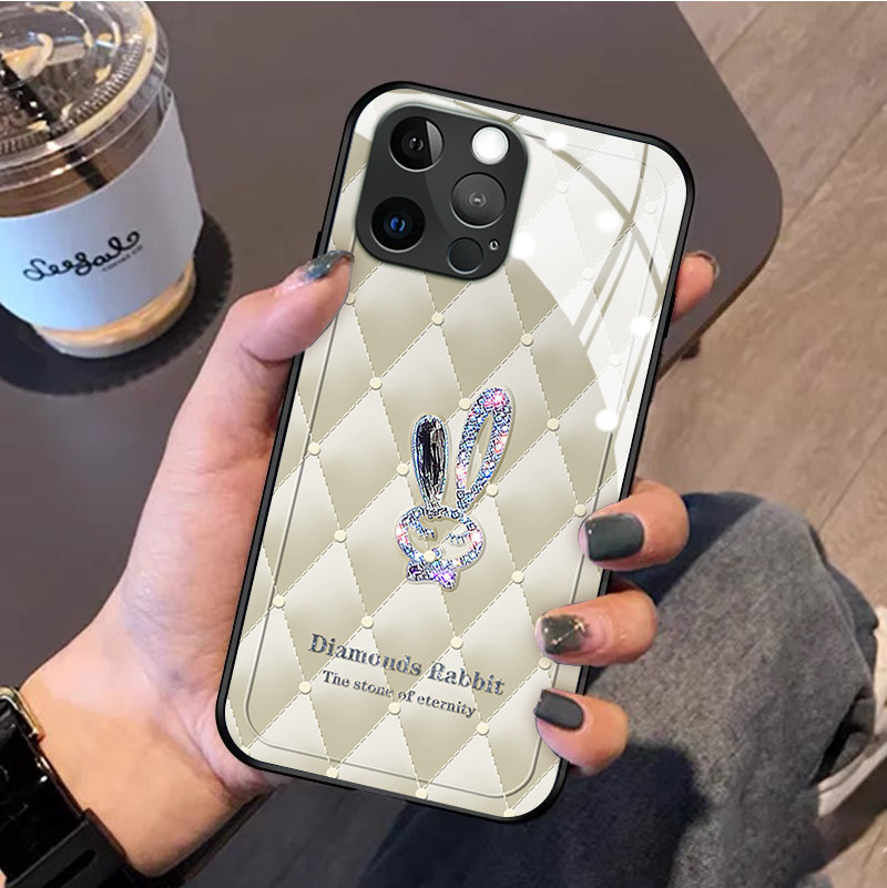 钻石兔适用于苹果13手机壳iphone11promax新款12mini女xsmax高级感xr玻璃5硅胶se2网红78plus保护套6splus外