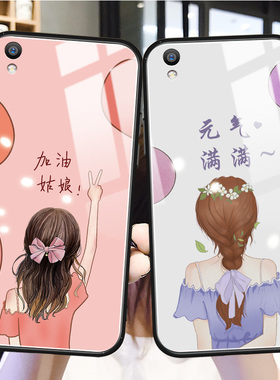 文艺气球女孩oppor9手机壳玻璃r9splus硅胶软r7s防摔适用a11x创意卡通a5网红风a3可爱新款a1超薄保护套r9plus