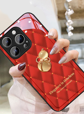 聚宝葫芦适用苹果14promax手机壳玻璃iphone13新款12mini新年红色11高级xsmax女xr男se3硅胶78plus保护套6sp
