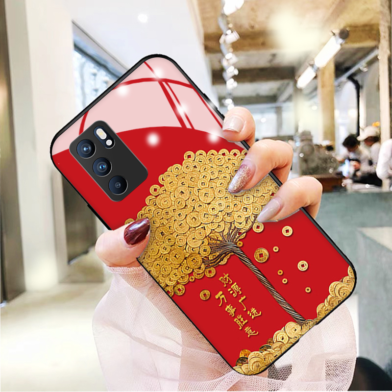 摇钱树玻璃硅胶简约喜庆手机壳