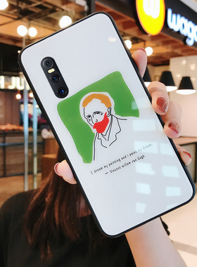 ins梵高插画vivox27手机壳女玻璃vovix适用硅胶vivo个性防摔viovx文艺法式简约复古x27pro网红情侣p保护套por