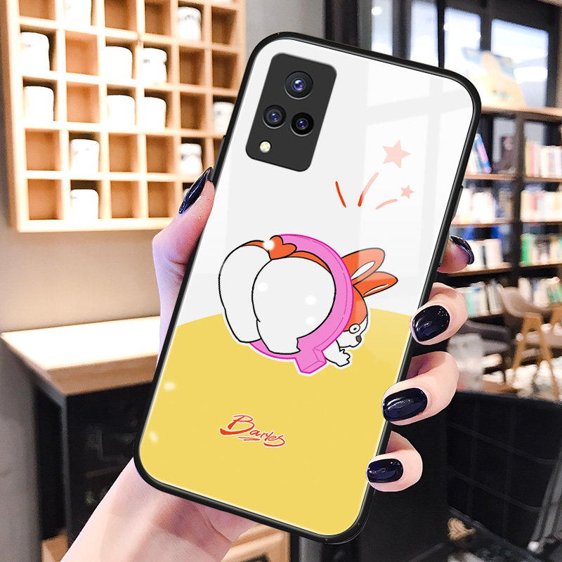 趣味兔子vivos9手机壳卡通s7e玻璃硅胶vivoy30适用可爱y52s潮流网红y31s男女生新款y73s创意vivoiqooU3保护套