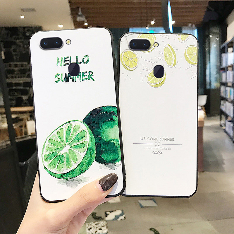 oppoR15标准/梦境版手机壳女R15X适用创意R11 plus网红ins小清新R11S立体浮雕硅胶R9 plus夏天R9S柠檬软壳潮