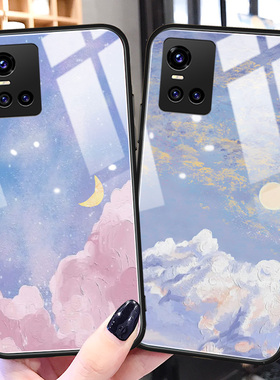 油画星空vivos10手机壳玻璃s9e网红ins冷淡风s10pro适用创意vivoy73s潮牌硅胶s7e女生新款por保护套pr0全包边